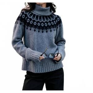 NEW ARCHER CASHMERE riley intarsia cashmere turtleneck sweater in charcoal/black